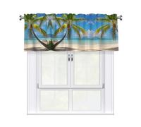 LMNGH Tropical Palm Tree Curtain Valance for Windows,Kitchen Window Curtains Blackout Drapes Window Treatments Decorative Rod Pocket Short Curtain for Living Room Bedroom,54" W x 18" L