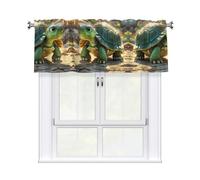 LMNGH Turtle in the Sun Curtain Valance for Windows,Kitchen Window Curtains Blackout Drapes Window Treatments Decorative Rod Pocket Short Curtain for Living Room Bedroom,54" W x 18" L