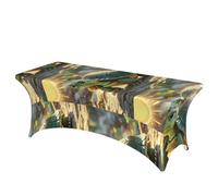 LMNGH Turtle in the Sun Decorative Tablecloth Protector for Wedding, Banquet & Parties6FT Spandex Rectangle Tablecloths, Stretch Washable Table Cloth Wrinkle Free Patio Table Cover