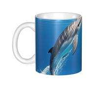 LMNGH Two Dolphins Ceramic Coffee Mug 11oz Novelty Tea Cup With Handle Coffee Cup For Men Women Office Work