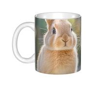 LMNGH Two Little Cute Rabbits Ceramic Coffee Mug 11oz Novelty Tea Cup With Handle Coffee Cup For Men Women Office Work