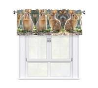 LMNGH Two Little Cute Rabbits Curtain Valance for Windows,Kitchen Window Curtains Blackout Drapes Window Treatments Decorative Rod Pocket Short Curtain for Living Room Bedroom,54" W x 18" L
