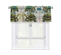 LMNGH Two Turtles Watercolor Splash Curtain Valance for Windows,Kitchen Window Curtains Blackout Drapes Window Treatments Decorative Rod Pocket Short Curtain for Living Room Bedroom,54" W x 18" L