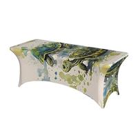 LMNGH Two Turtles Watercolor Splash Decorative Tablecloth Protector for Wedding, Banquet & Parties6FT Spandex Rectangle Tablecloths, Stretch Washable Table Cloth Wrinkle Free Patio Table Cover