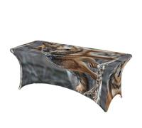 LMNGH Wolf Decorative Tablecloth Protector for Wedding, Banquet & Parties6FT Spandex Rectangle Tablecloths, Stretch Washable Table Cloth Wrinkle Free Patio Table Cover