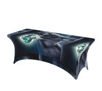 LMNGH Wolf Under Moon Decorative Tablecloth Protector for Wedding, Banquet & Parties6FT Spandex Rectangle Tablecloths, Stretch Washable Table Cloth Wrinkle Free Patio Table Cover