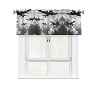 LMNGH World War 2 Curtain Valance for Windows,Kitchen Window Curtains Blackout Drapes Window Treatments Decorative Rod Pocket Short Curtain for Living Room Bedroom,54" W x 18" L