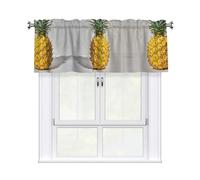 LMNGH Yellow Pineapple Curtain Valance for Windows,Kitchen Window Curtains Blackout Drapes Window Treatments Decorative Rod Pocket Short Curtain for Living Room Bedroom,54" W x 18" L