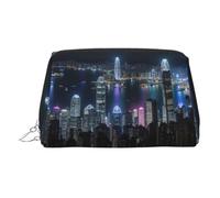 LMNUDS Aerial Night Of View Hong Kong Travel-Ready Toiletry Bag, Compact Makeup Organizer For Women, Silver, One Size