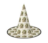 LMNUDS Antique Building With Roman Olive Branch And Greek Print Halloween Hat Soft Oxford Cloth Halloween Hat For Carnivals Foldable Space Saving Design
