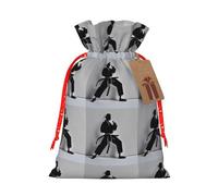 LMNUDS Awesome Karate Men Printing Christmas Drawstring Bag with Kraft Tag 21x30cm for Halloween Packaging Gifts