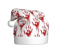 LMNUDS Bloody Handprints Printing Holiday Plush Unique Stylish Adult Women Men Santa Hat Winter Christmas Hats Xmas Party Caps
