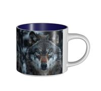 LMNUDS Blue Eyes Wolf Printing Large-Capacity Ceramic Mugs Functional Cups For Home Office Sleek Design Comfort Grip Handle
