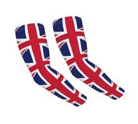 LMNUDS British Flag Cooling Arm Sleeves For Men Women, Breathable, Sun-Protective, Ideal For Sports, Black, One size