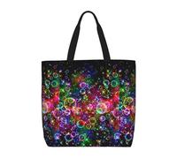 LMNUDS Colorful Rainbow Stars Tote Bag For Women, Lightweight One-Shoulder Tote Bag With Inside Pocket Shoulder Bag Handbag, Black, One Size