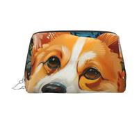 LMNUDS Corgi Floral Flowers Spring Garden Travel-Ready Toiletry Bag, Compact Makeup Organizer For Women, Silver, One size
