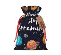 LMNUDS Cute Planets Print Drawstring Christmas Bag with 4.7" x 6.9" Kraft Paper Tag for Halloween Gifts