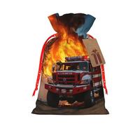LMNUDS Firefighter Fireman Flame Printing Drawstring Christmas Bag With Kraft Tag 8.3x11.8 In For Halloween Wrapping Gifts