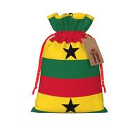 LMNUDS Flag Of Ghana Printing Drawstring Christmas Bag With Kraft Tag 4.7x6.9 Inch For Halloween Wrapping Gifts