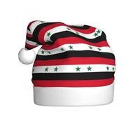 LMNUDS Flag Of The Syrian Arab Republic Printing Holiday Plush Unique Stylish Adult Women Men Santa Hat Winter Christmas Hats Xmas Party Caps