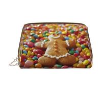 LMNUDS Gingerbread Man Candy Travel-Ready Toiletry Bag, Compact Makeup Organizer For Women, Gold, One Size