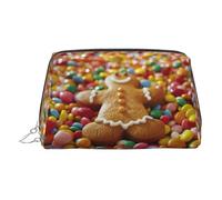 LMNUDS Gingerbread Man Candy Travel-Ready Toiletry Bag, Compact Makeup Organizer For Women, Silver, One Size