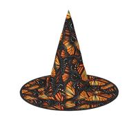 LMNUDS Heaps Of Orange Monarch Butterflies Print Halloween Hat Soft Oxford Cloth Halloween Hat For Carnivals Foldable Space Saving Design