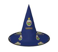 LMNUDS Kansas State Flag Print Halloween Hat Soft Oxford Cloth Halloween Hat For Carnivals Foldable Space Saving Design