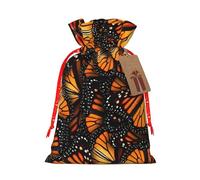 LMNUDS - Monarch butterfly spikes orange print drawstring Christmas bag with kraft tag 12 x 17.5cm for Halloween gifts