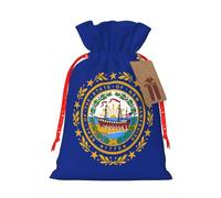 LMNUDS New Hampshire State Flag Christmas Bag with Kraft Paper Tag 12 x 17 cm for Halloween Gift Wrapping
