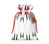 LMNUDS Palestine Flag Map Printing Drawstring Christmas Bag With Kraft Tag 4.7x6.9 Inch For Halloween Wrapping Gifts