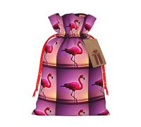 LMNUDS Pink Flamingo Pattern Printing Drawstring Christmas Bag With Kraft Tag 8.3x11.8 In For Halloween Wrapping Gifts
