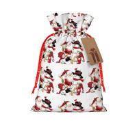LMNUDS Santa Claus. Printing Drawstring Christmas Bag With Kraft Tag 4.7x6.9 Inch For Halloween Wrapping Gifts
