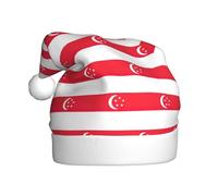 LMNUDS Singapore Flag Printing Holiday Plush Unique Stylish Adult Women Men Santa Hat Winter Christmas Hats Xmas Party Caps
