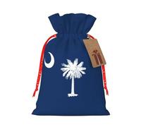 LMNUDS South Carolina Flag Printing Drawstring Christmas Bag With Kraft Tag 4.7x6.9 Inch For Halloween Wrapping Gifts