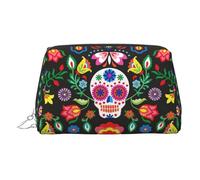 LMNUDS Sugar Horror Skull And Flowers Travel-Ready Toiletry Bag, Compact Makeup Organizer For Women
