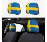LMNUDS Swedish Flag Printing Printed Car Headrest Covers Set of 2, Elastic Decorative Covers for Sedan Headrest Protection