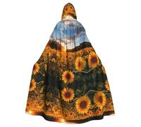 LMNUDS The Most Beautiful Sunflower Unisex Mysterious Renaissance Hooded Robe Cloak Halloween Christmas Cosplay Costume Party Cape Adult Cloak