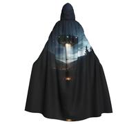 LMNUDS Ufo At Night Unisex Mysterious Renaissance Hooded Robe Cloak Halloween Christmas Cosplay Costume Party Cape Adult Cloak