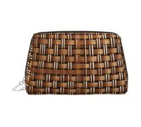 LMNUDS Wicker Woven Grid Travel-Ready Toiletry Bag, Compact Makeup Organizer For Women, Silver, One size