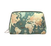 LMNUDS World Map Retro Travel-Ready Toiletry Bag, Compact Makeup Organizer For Women, Gold, One size
