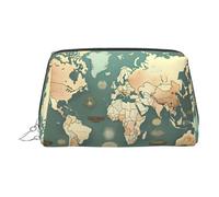 LMNUDS World Map Retro Travel-Ready Toiletry Bag, Compact Makeup Organizer For Women, Silver, One size