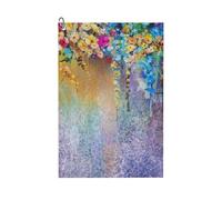 LMNvbz Abstract Purple Weeping Flower Print Golf Towel Microfiber With Carabiner Clip, Waffle Pattern, Absorbent And Portable, For Men And Women