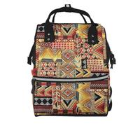 LMNvbz African Textile Patchwork Print Large Capacity Mummy Canvas Backpack | Waterproof Twill Canvas Rucksack, Lightweight Travel Work Daypack For Men Nad Women, Casual Camping Hiking Bag