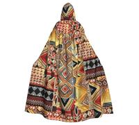LMNvbz African Textile Patchwork Unisex Cloak Hooded Cape For Halloween Cosplay Party Costume, Adult Vampire Witch Robe
