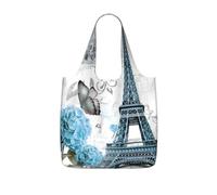 LMNvbz Beautiful Flower Print Storage Bag With A Drawstring Backpack | Reusable Grocery Bags Tote Bag, Washable Foldable Shopping Bag, With Shoulder Strap