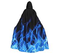 LMNvbz Blue Flame Unisex Cloak Hooded Cape For Halloween Cosplay Party Costume, Adult Vampire Witch Robe