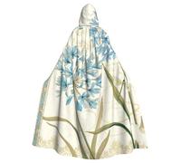 LMNvbz Blue Flower Unisex Cloak Hooded Cape For Halloween Cosplay Party Costume, Adult Vampire Witch Robe