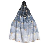 LMNvbz Blue Hexagons And Diamonds Unisex Cloak Hooded Cape For Halloween Cosplay Party Costume, Adult Vampire Witch Robe