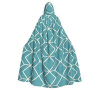 LMNvbz Blue Lattice Unisex Cloak Hooded Cape For Halloween Cosplay Party Costume, Adult Vampire Witch Robe